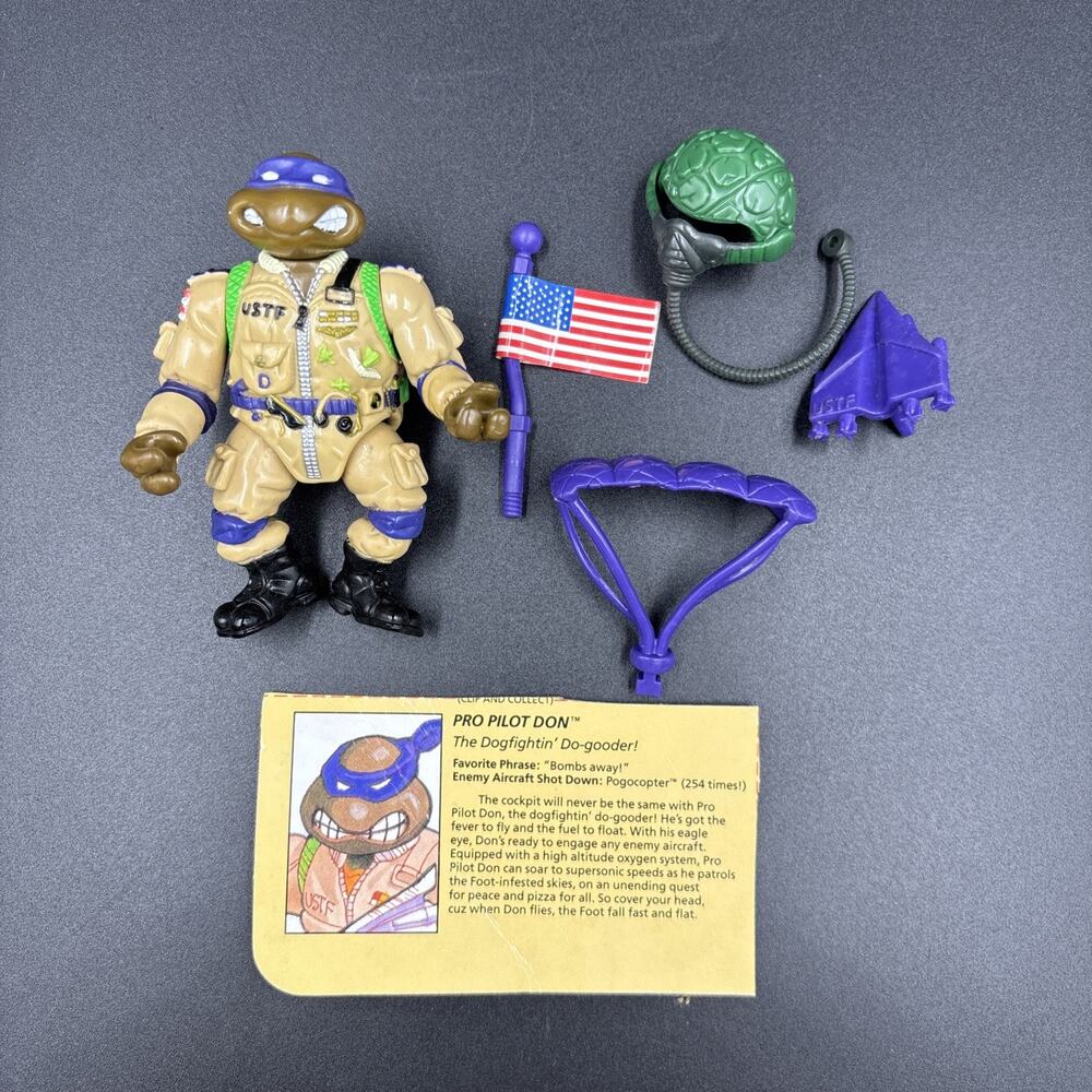 Pro Pilot Don 100% Complete Teenage Mutant Ninja Turtles Playmates 1991 Vintage